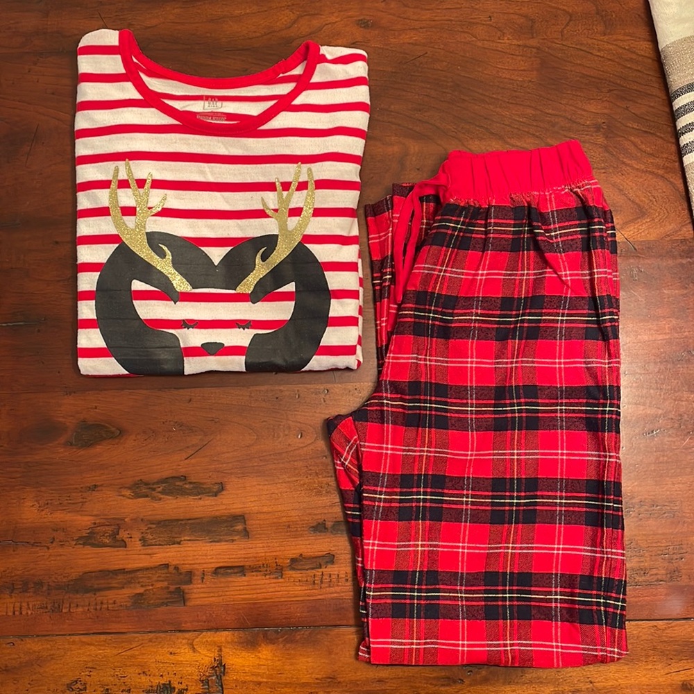 GAP + Pendleton Striped Red & White Stag And Plaid Pajamas